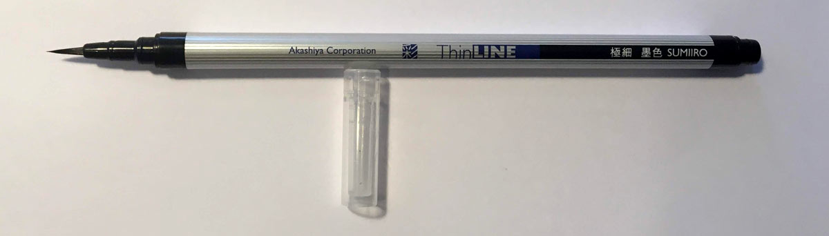 Akashiya Sai ThinLine Brush Pen Sumi Black Without Packaging