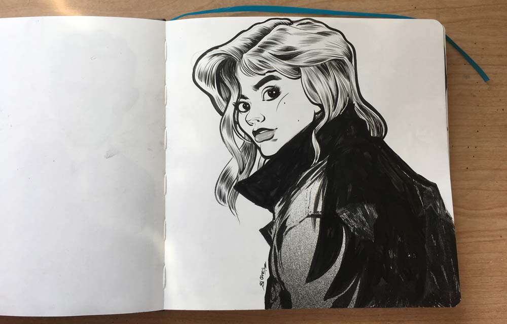 Sketchbook Example with Pentel Pigment Ink Brush Pen
