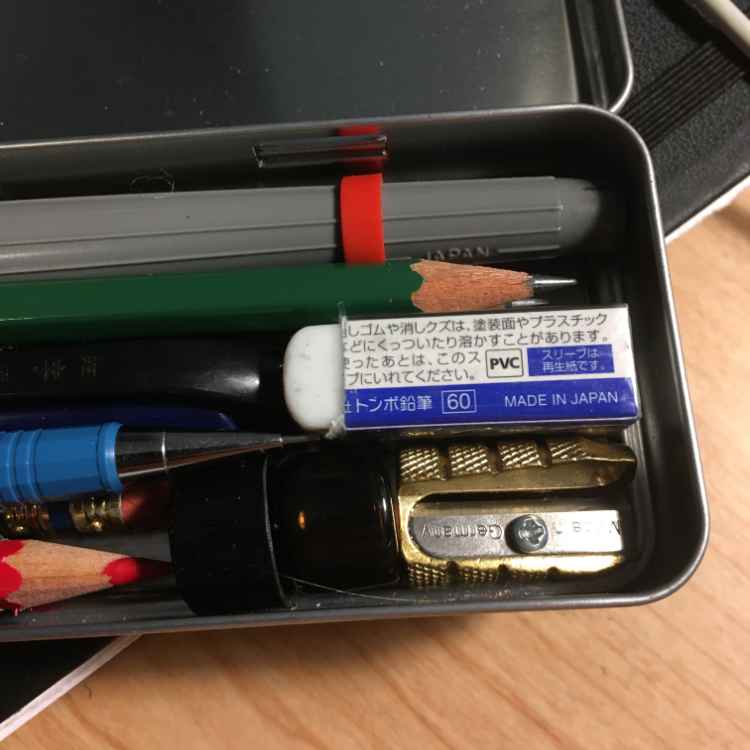 M+R Brass Bullet Sharpener inside my Caran D'Ache Metal Pencil Case