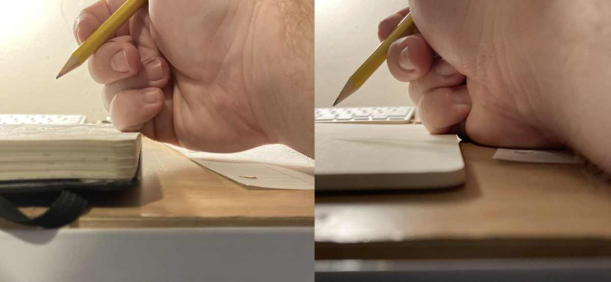 Moleskine Cahier Journal height compared to a Moleskine Sketchbook