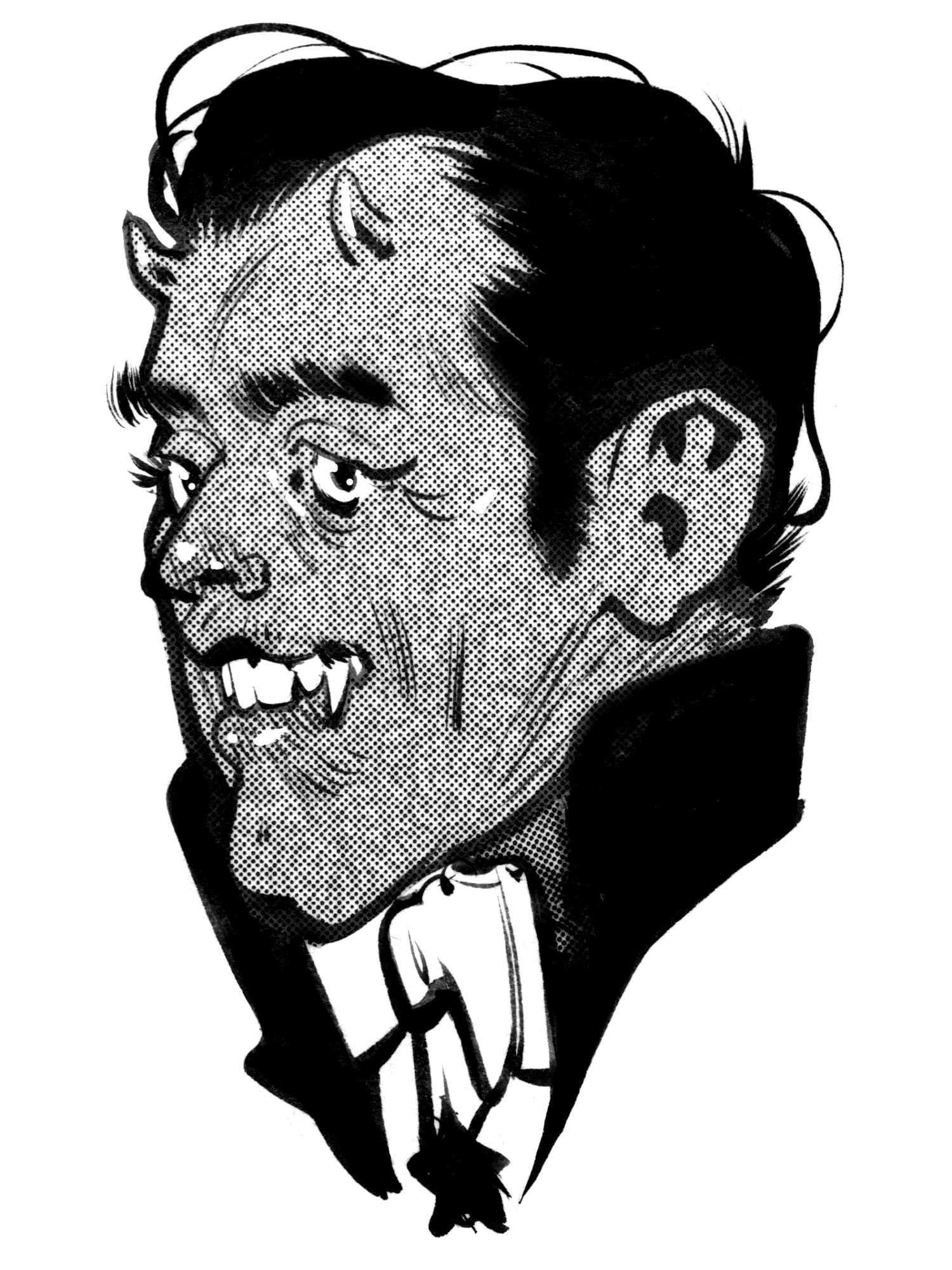 illustration of a very sassy devilish dracula ish person
